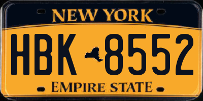 NY license plate HBK8552