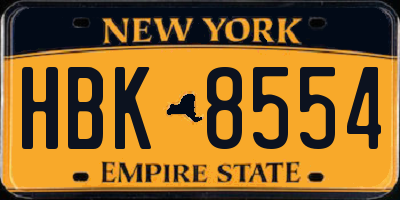 NY license plate HBK8554