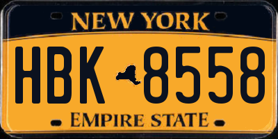 NY license plate HBK8558