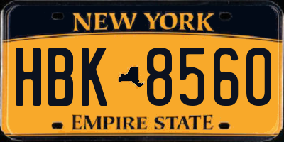 NY license plate HBK8560