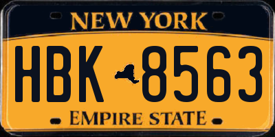 NY license plate HBK8563