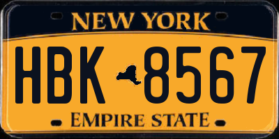 NY license plate HBK8567