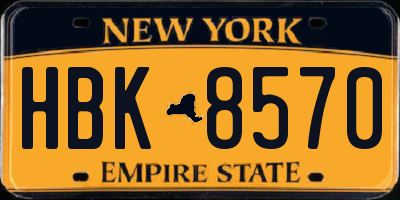 NY license plate HBK8570