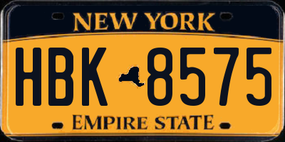 NY license plate HBK8575