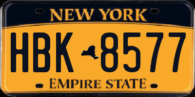 NY license plate HBK8577