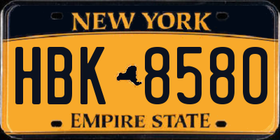 NY license plate HBK8580