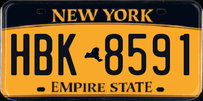 NY license plate HBK8591