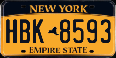 NY license plate HBK8593