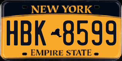 NY license plate HBK8599