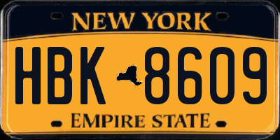 NY license plate HBK8609
