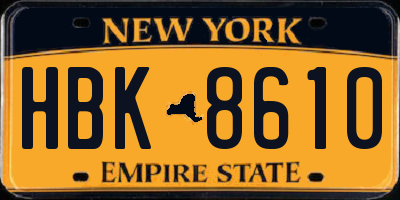 NY license plate HBK8610