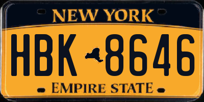 NY license plate HBK8646