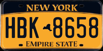 NY license plate HBK8658