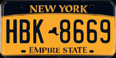 NY license plate HBK8669
