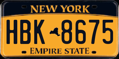 NY license plate HBK8675