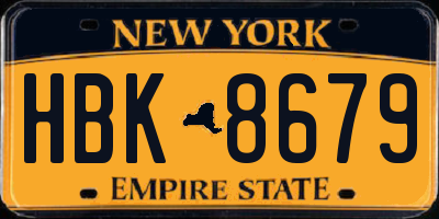 NY license plate HBK8679