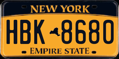 NY license plate HBK8680
