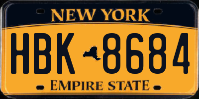 NY license plate HBK8684
