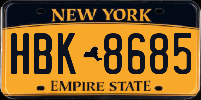 NY license plate HBK8685