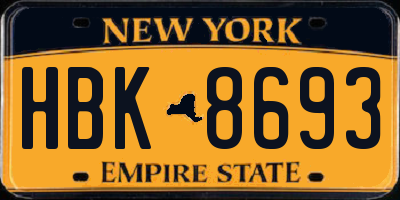 NY license plate HBK8693