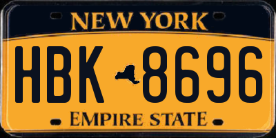 NY license plate HBK8696