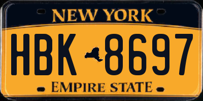 NY license plate HBK8697