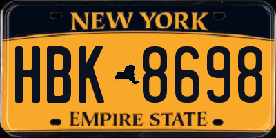 NY license plate HBK8698
