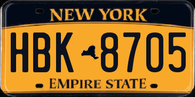NY license plate HBK8705