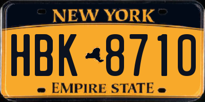 NY license plate HBK8710