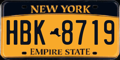 NY license plate HBK8719