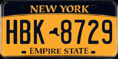 NY license plate HBK8729