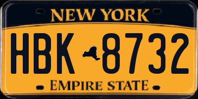 NY license plate HBK8732