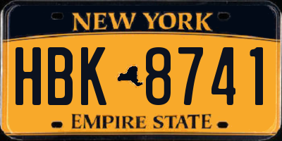NY license plate HBK8741