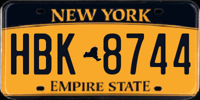NY license plate HBK8744