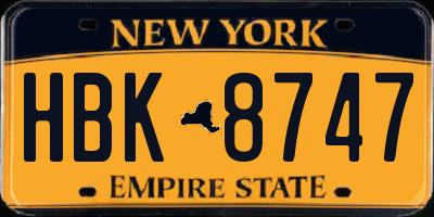NY license plate HBK8747