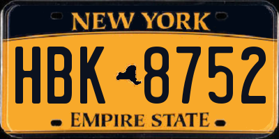 NY license plate HBK8752