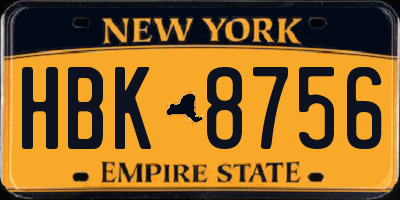 NY license plate HBK8756