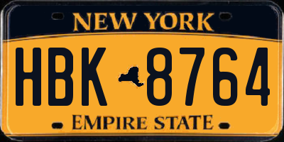 NY license plate HBK8764