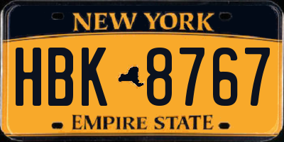NY license plate HBK8767