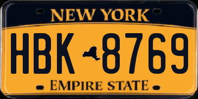 NY license plate HBK8769