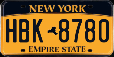 NY license plate HBK8780