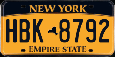 NY license plate HBK8792