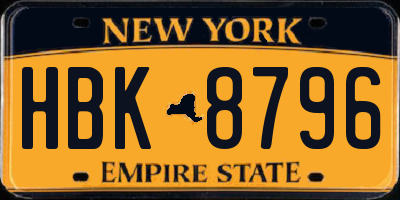 NY license plate HBK8796