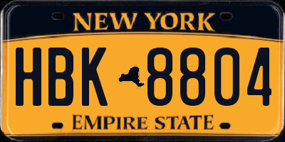 NY license plate HBK8804
