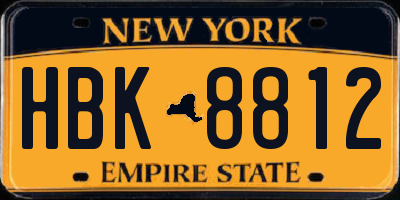 NY license plate HBK8812