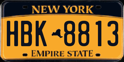 NY license plate HBK8813
