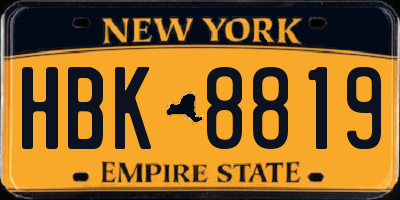 NY license plate HBK8819