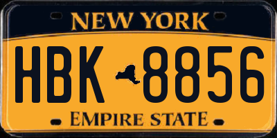 NY license plate HBK8856