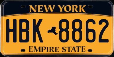 NY license plate HBK8862