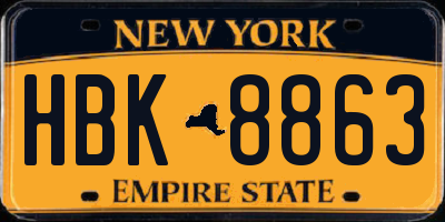 NY license plate HBK8863